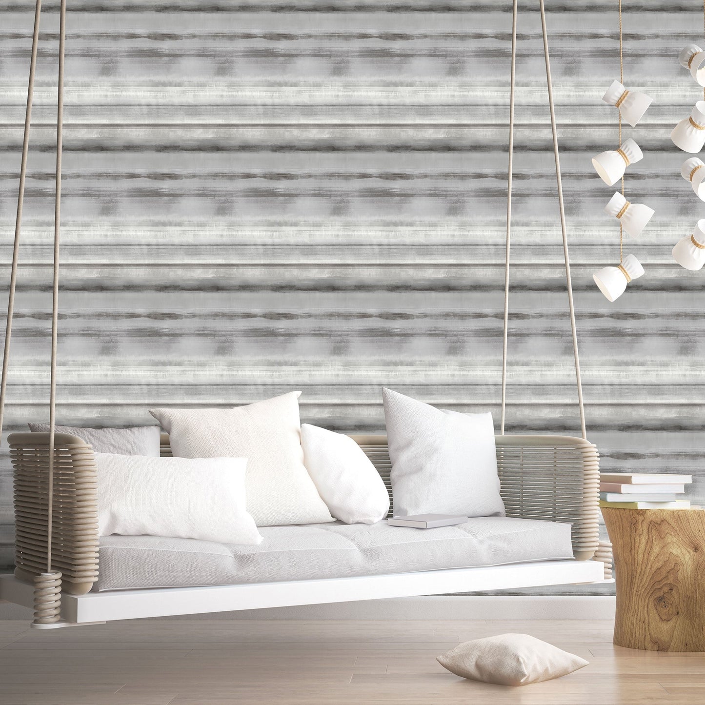 Skye Stripe Grey Wallpaper from the Atmosphere Collection by Galerie Wallcoverings