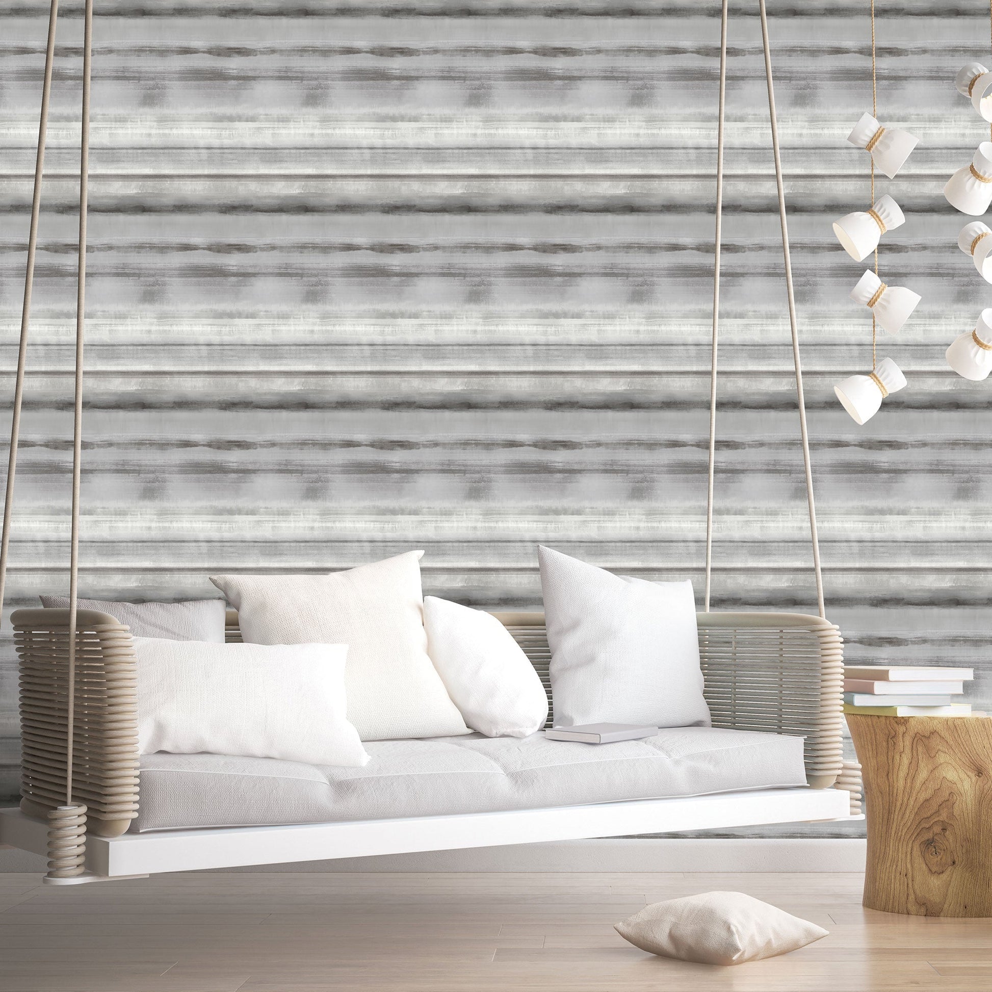Skye Stripe Grey Wallpaper from the Atmosphere Collection by Galerie Wallcoverings
