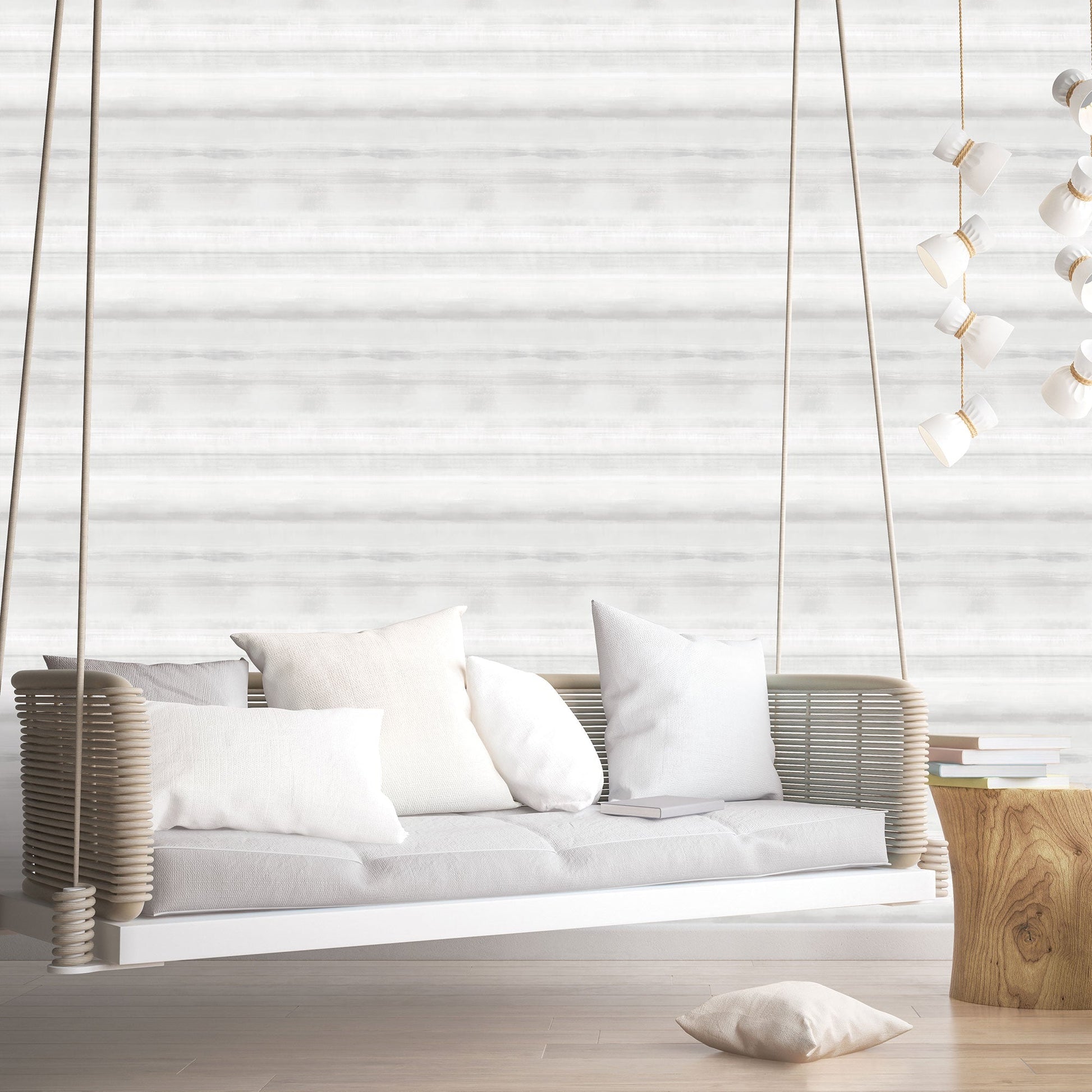 Skye Stripe Off-White Wallpaper from the Atmosphere Collection by Galerie Wallcoverings