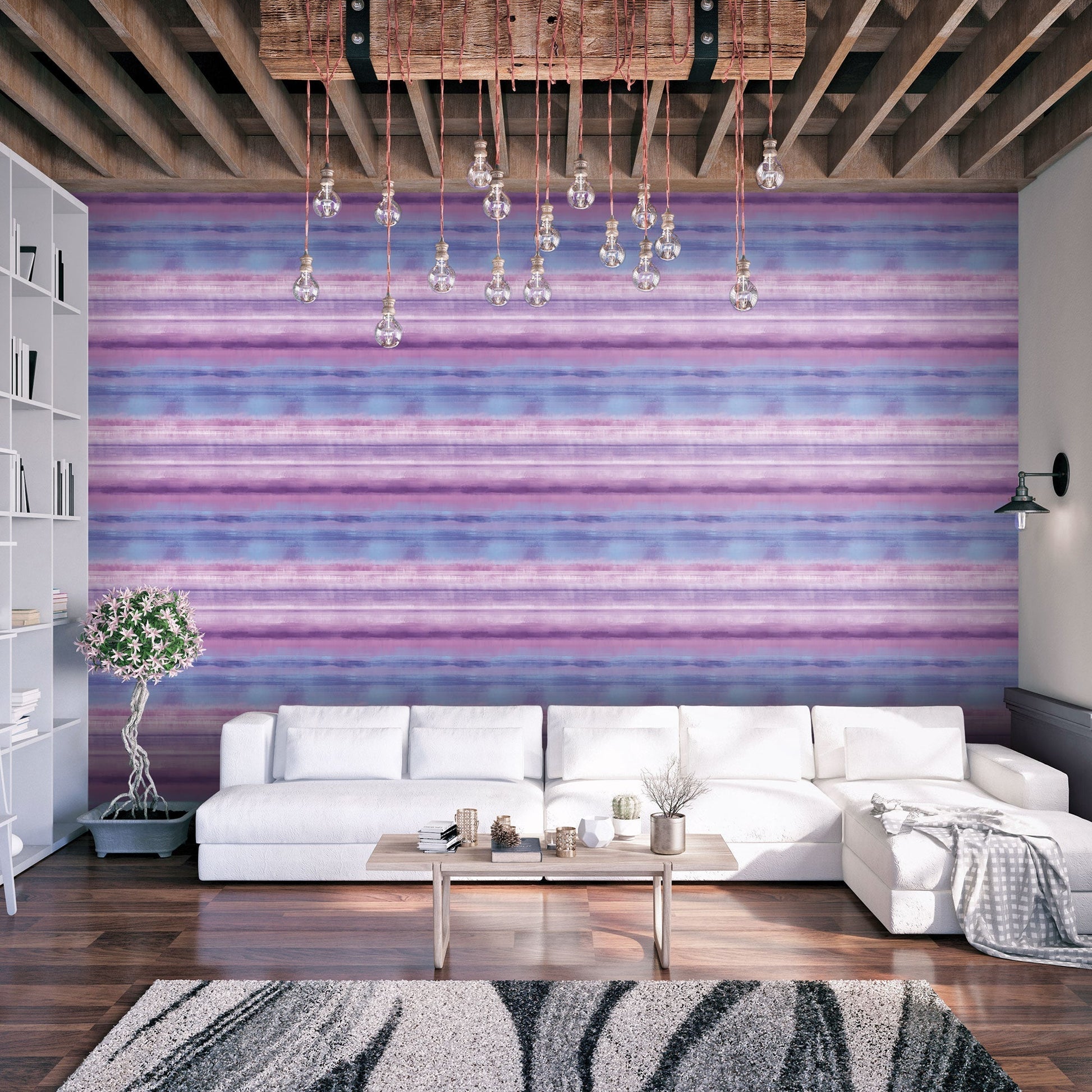 Skye Stripe Purple Wallpaper from the Atmosphere Collection by Galerie Wallcoverings