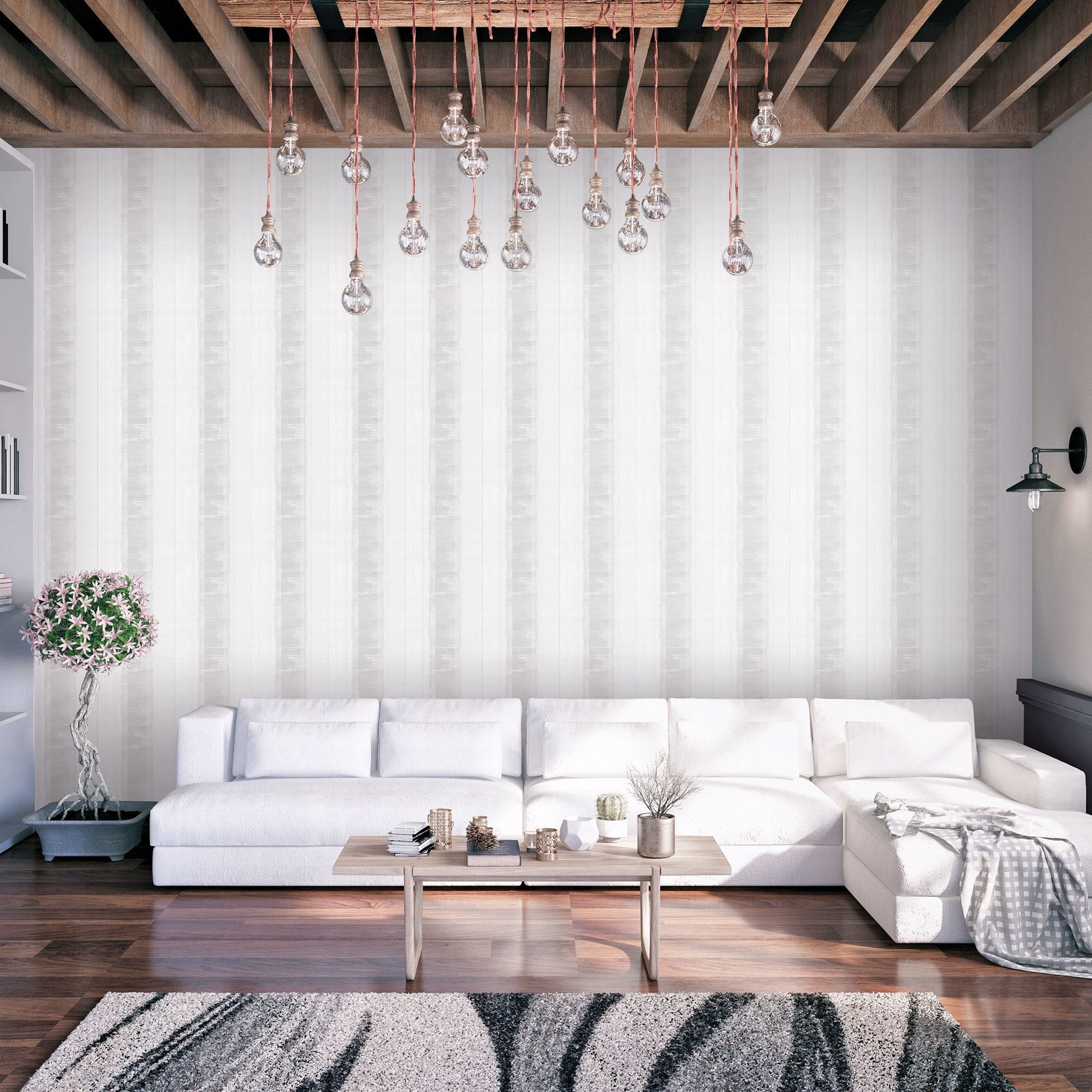 Sublime Stripe Off-White Wallpaper from the Atmosphere Collection by Galerie Wallcoverings