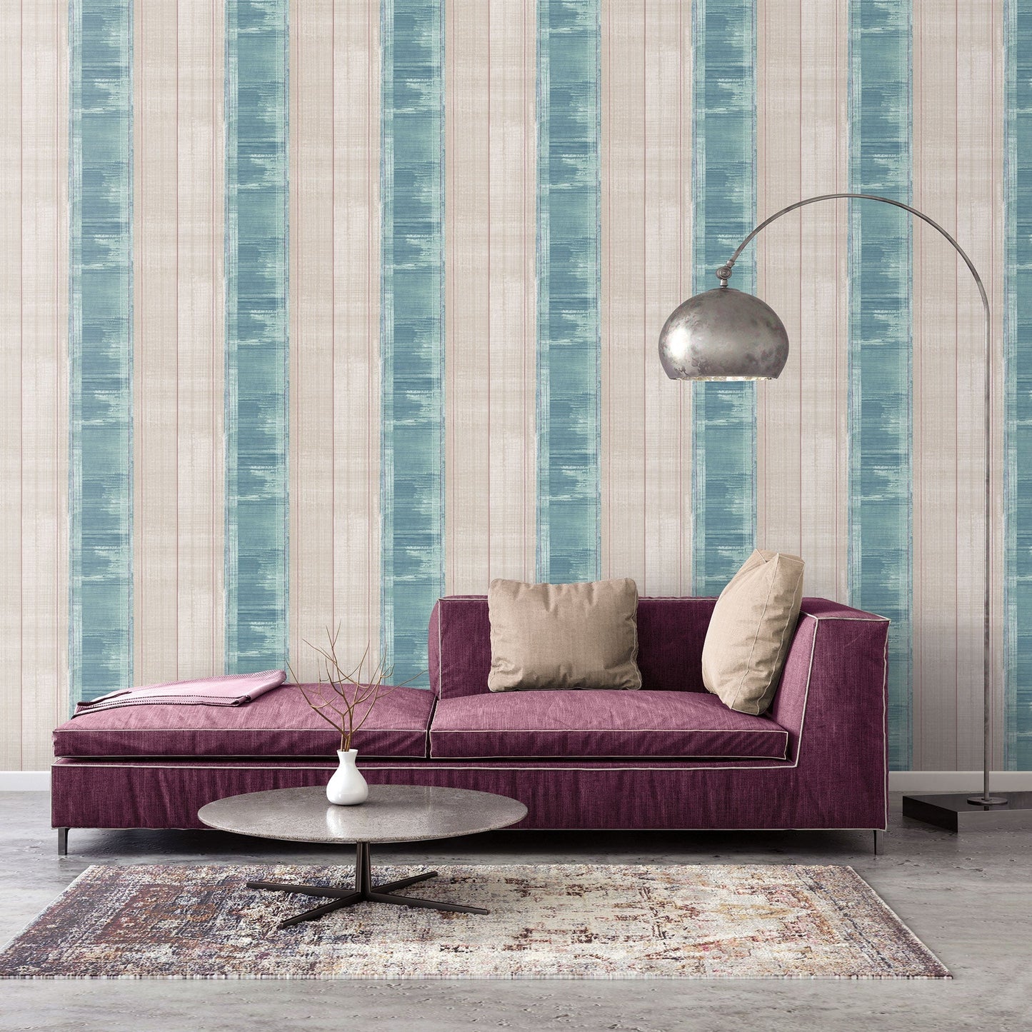Sublime Stripe Turquoise/Magenta Wallpaper from the Atmosphere Collection by Galerie Wallcoverings