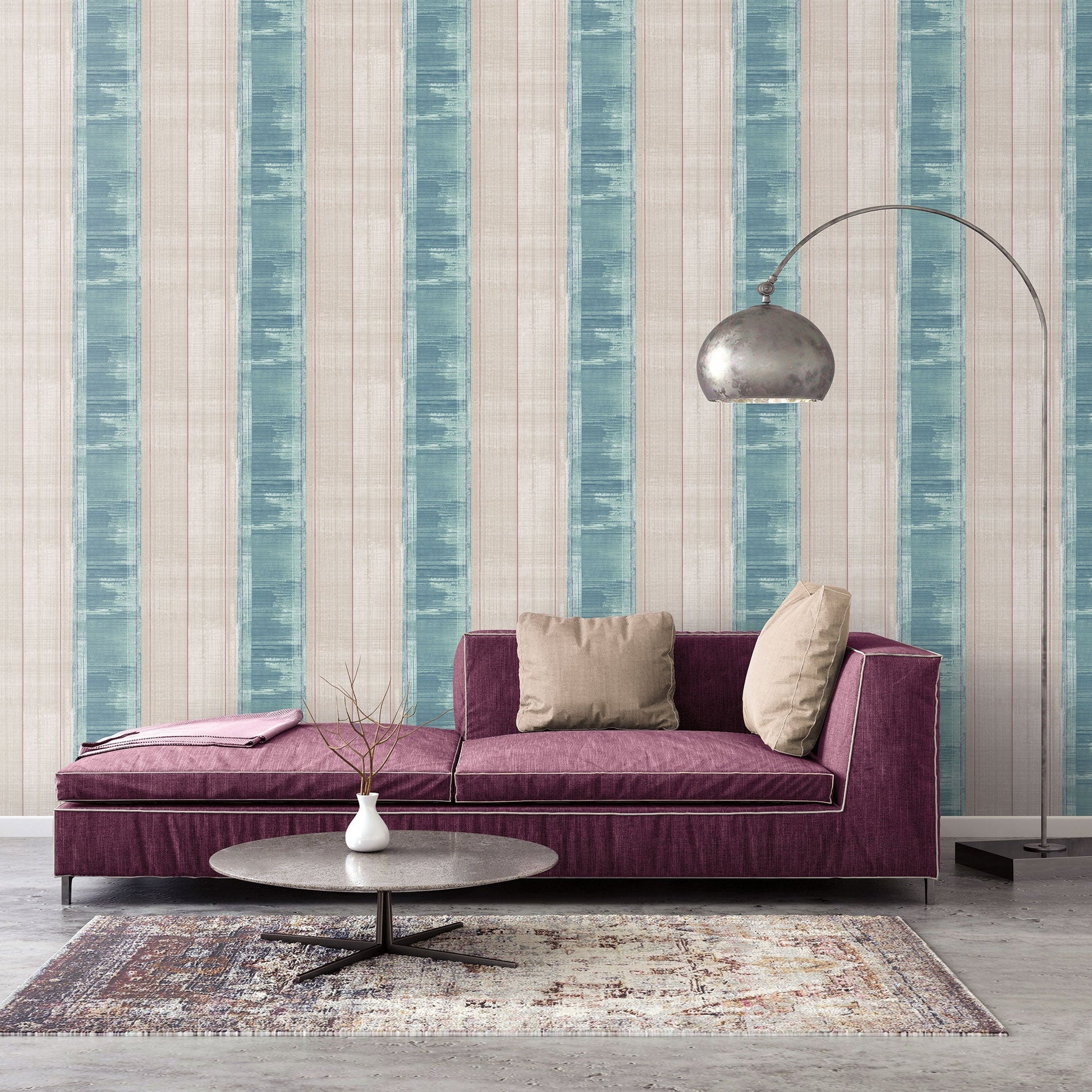 Sublime Stripe Turquoise/Magenta Wallpaper from the Atmosphere Collection by Galerie Wallcoverings