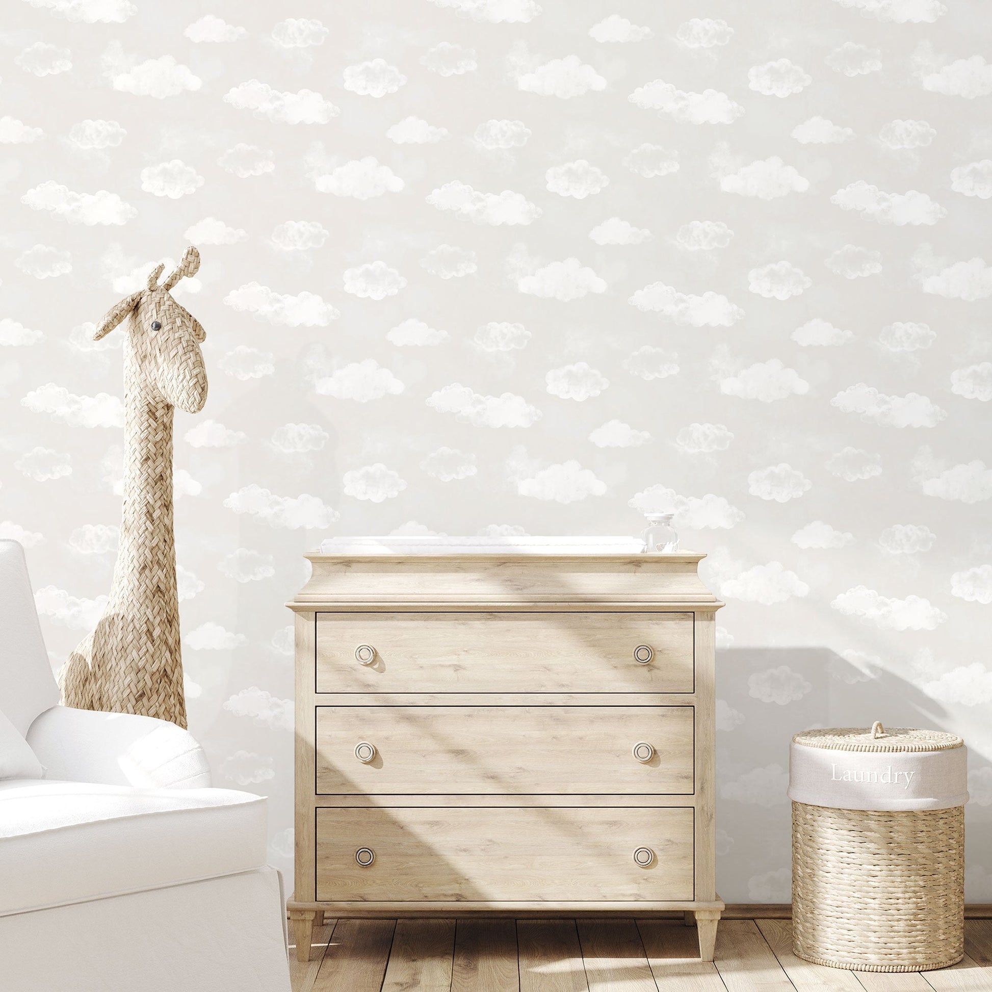 Cloud Greige Wallpaper from the Tiny Tots 2 Collection by Galerie Wallcoverings