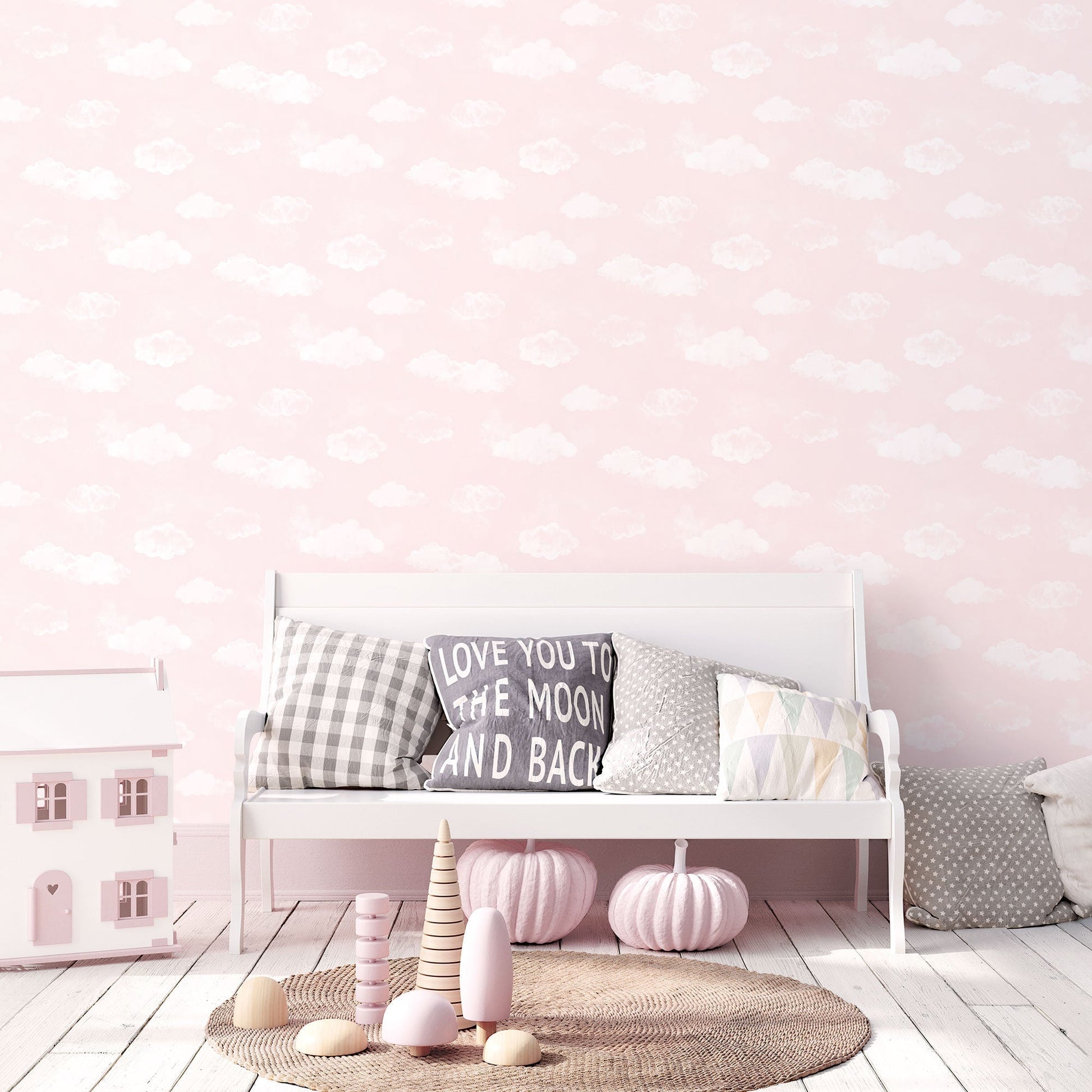 Cloud Pink Wallpaper from the Tiny Tots 2 Collection by Galerie Wallcoverings