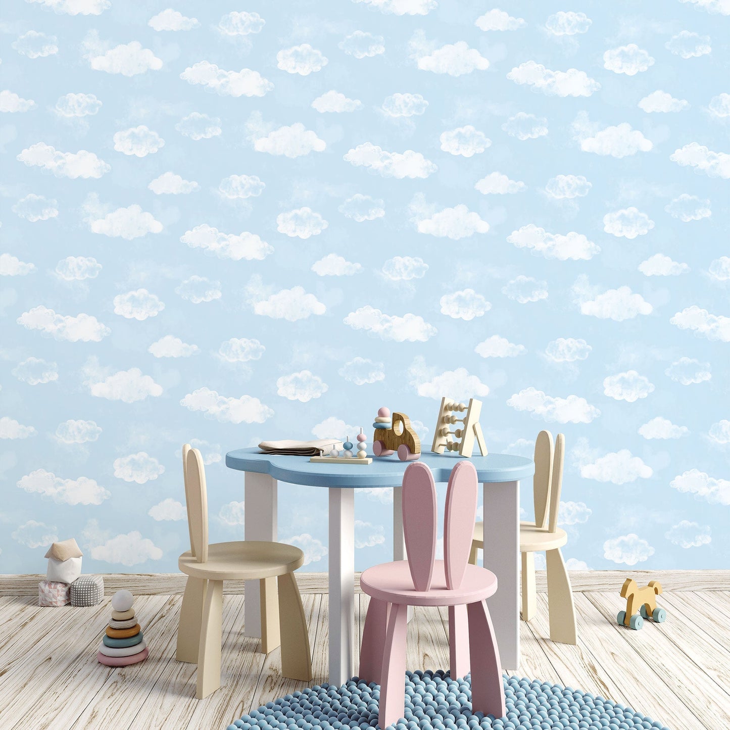 Cloud Sky Blue Wallpaper from the Tiny Tots 2 Collection by Galerie Wallcoverings