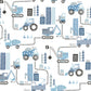 Construction Blue Wallpaper from the Tiny Tots 2 Collection by Galerie Wallcoverings