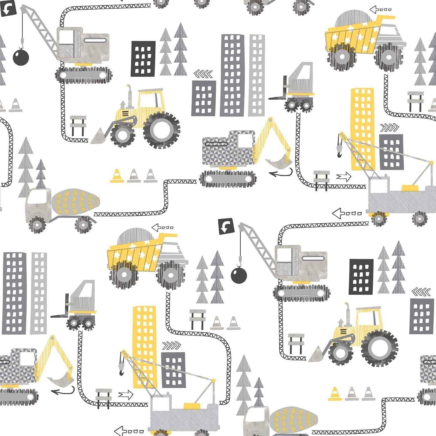 Construction Yellow Wallpaper from the Tiny Tots 2 Collection by Galerie Wallcoverings