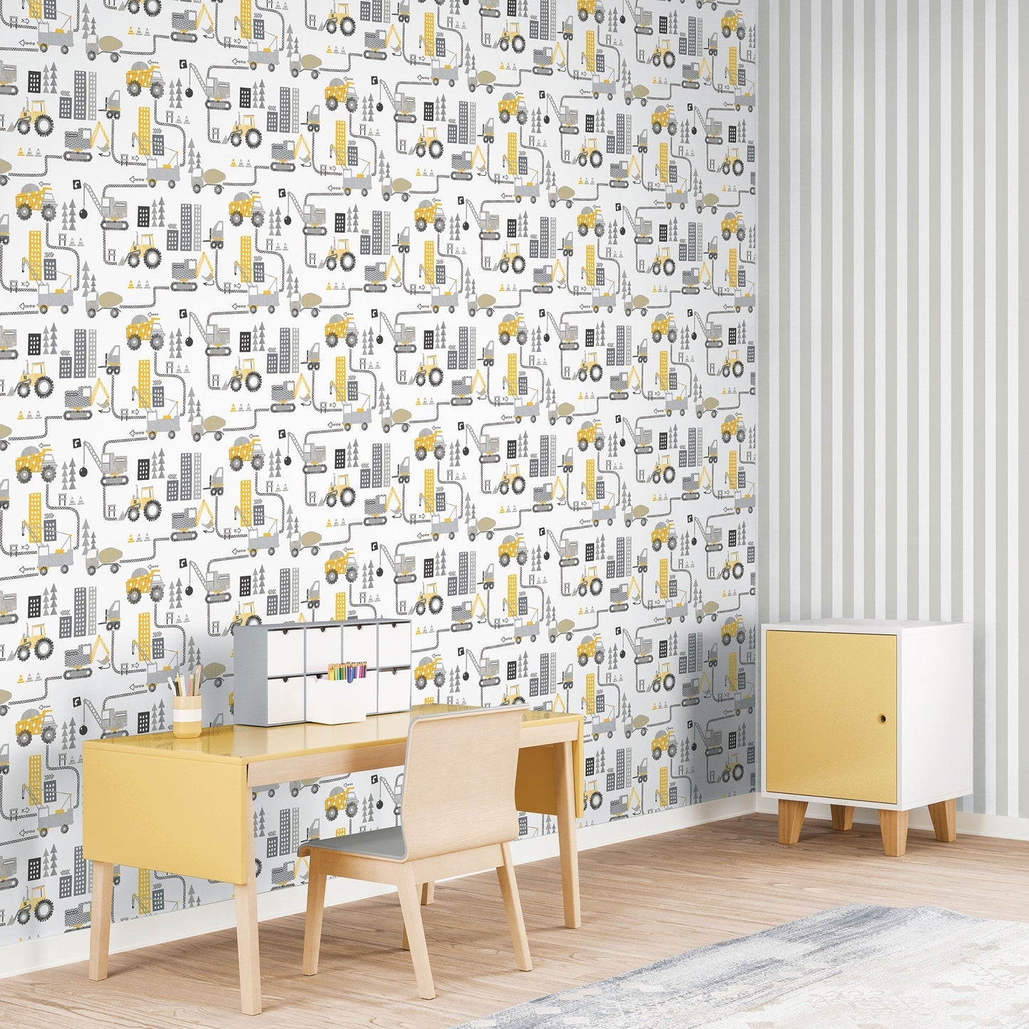 Construction Yellow Wallpaper from the Tiny Tots 2 Collection by Galerie Wallcoverings