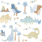 Dinosaurs Blue/Beige Wallpaper from the Tiny Tots 2 Collection by Galerie Wallcoverings