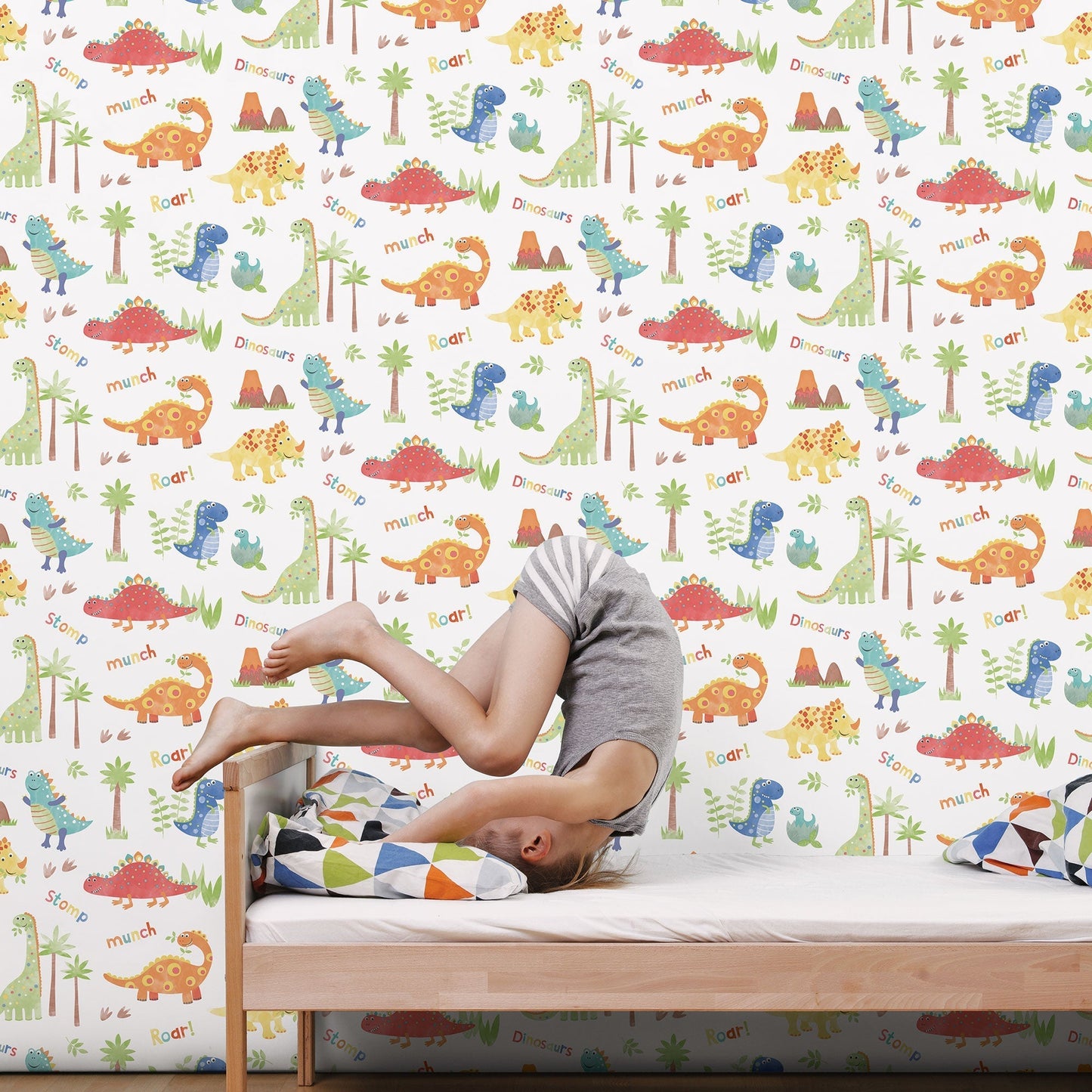 Dinosaurs Primary Wallpaper from the Tiny Tots 2 Collection by Galerie Wallcoverings