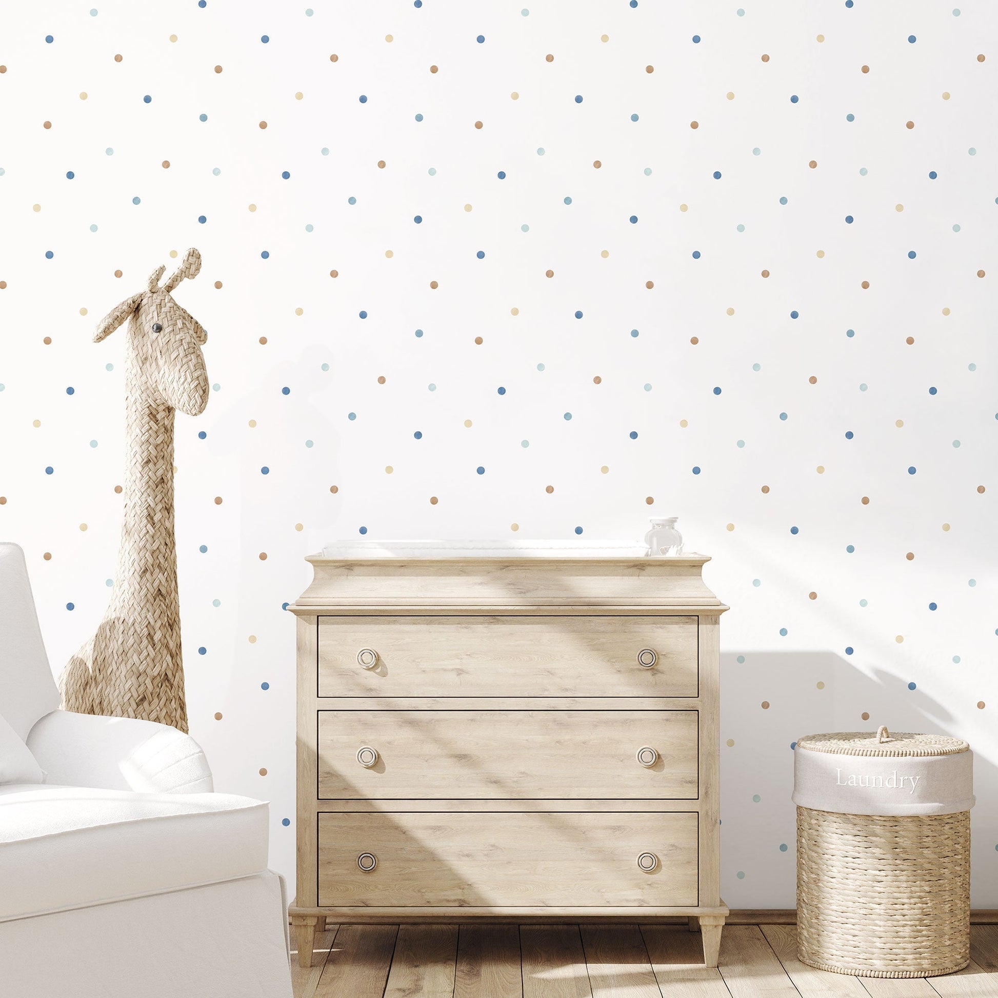 Dots Blue/Beige Wallpaper from the Tiny Tots 2 Collection by Galerie Wallcoverings