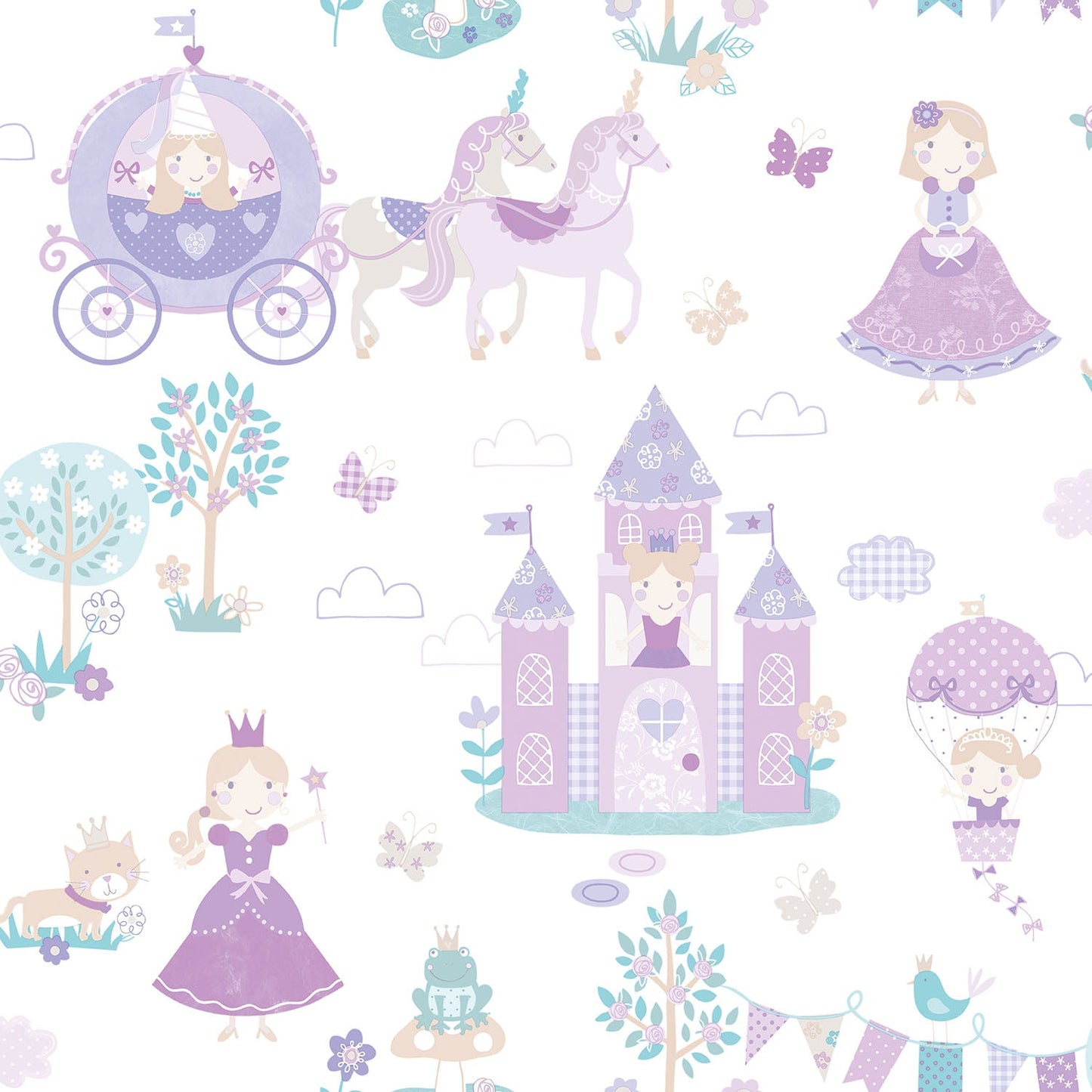 sample fairytale purple turquoise wallpaper from the tiny tots 2 collection by galerie wallcoverings 1