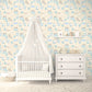 Farmland Beige/Turquoise Wallpaper from the Tiny Tots 2 Collection by Galerie Wallcoverings