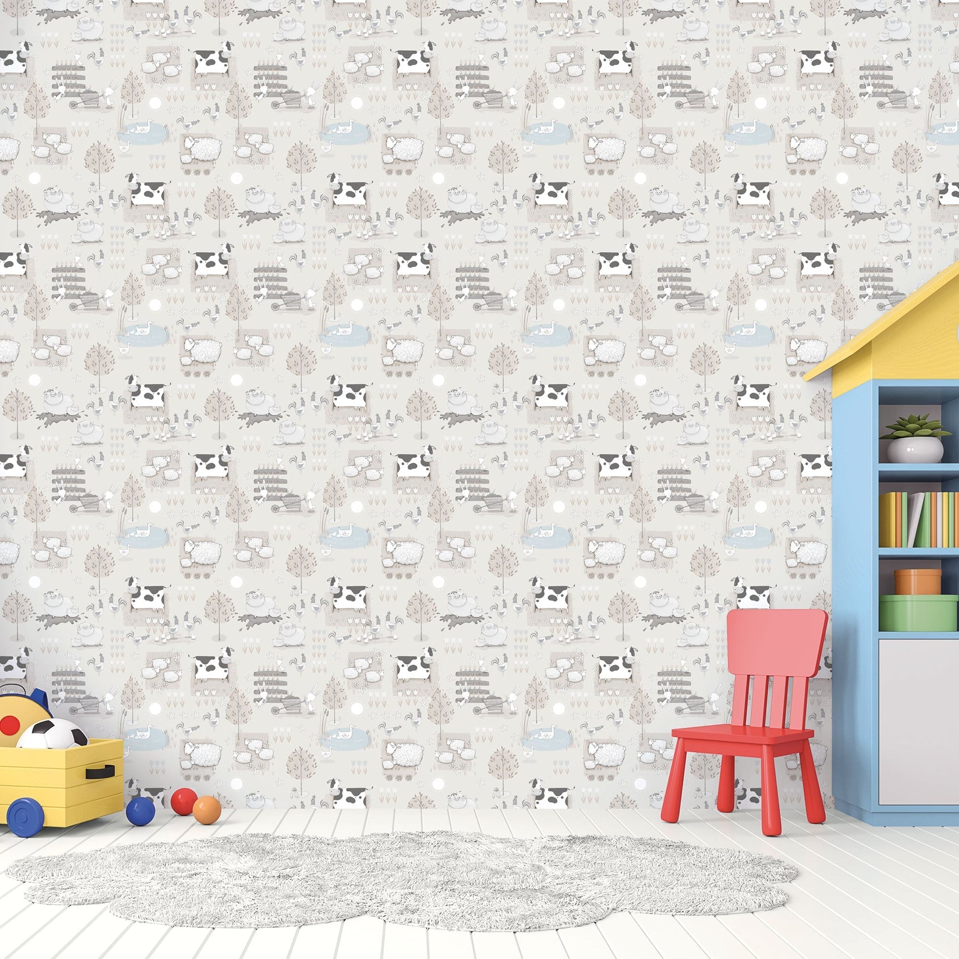 Farmland Greige Wallpaper from the Tiny Tots 2 Collection by Galerie Wallcoverings