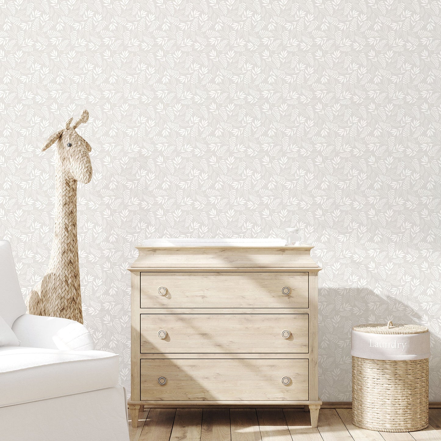 Koala Leaf Greige Wallpaper from the Tiny Tots 2 Collection by Galerie Wallcoverings