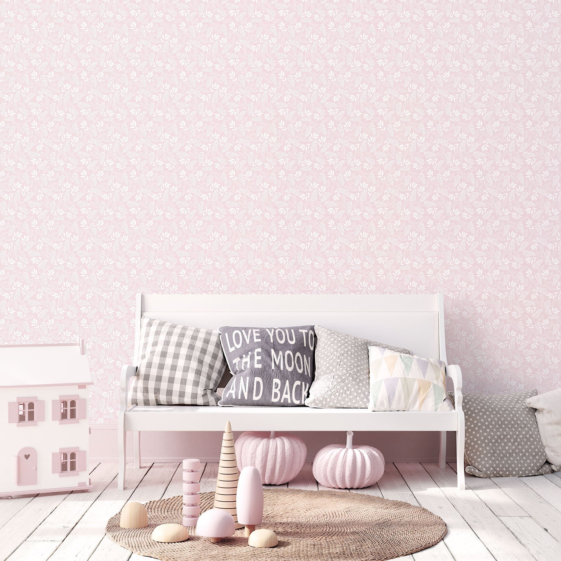 Koala Leaf Pink Wallpaper from the Tiny Tots 2 Collection by Galerie Wallcoverings