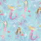 Mermaids Turquoise/Glitter Wallpaper from the Tiny Tots 2 Collection by Galerie Wallcoverings