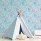 Mermaids Turquoise/Glitter Wallpaper from the Tiny Tots 2 Collection by Galerie Wallcoverings