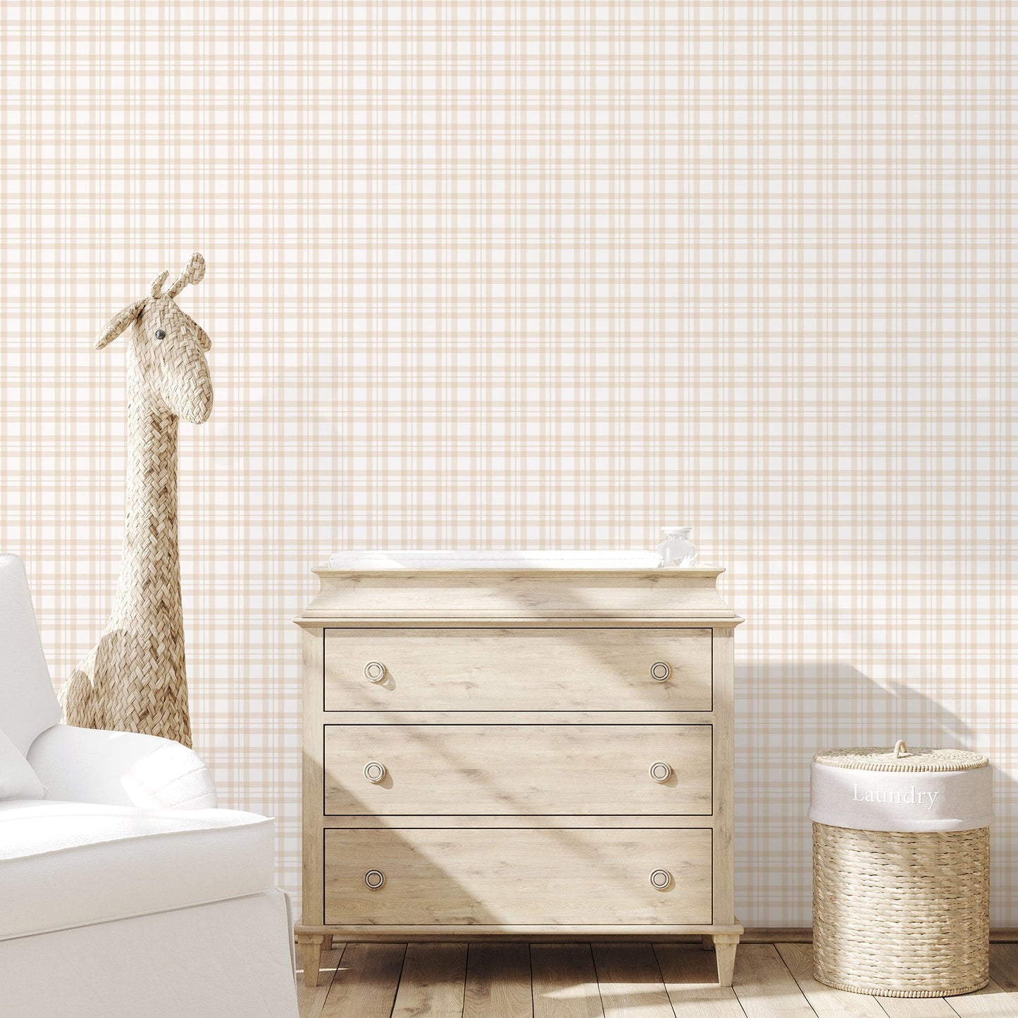 Plaid Beige Wallpaper from the Tiny Tots 2 Collection by Galerie Wallcoverings