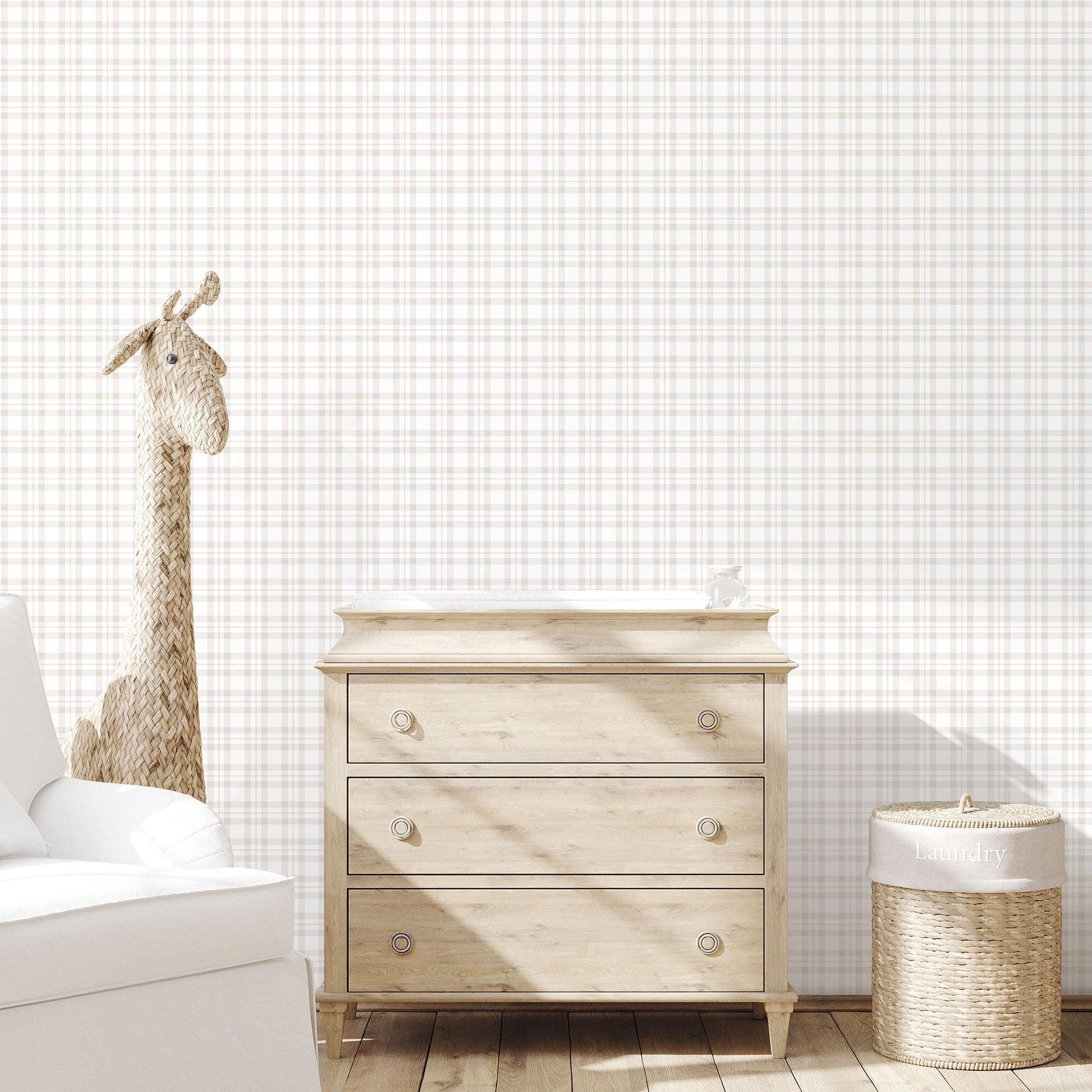Plaid Greige Wallpaper from the Tiny Tots 2 Collection by Galerie Wallcoverings