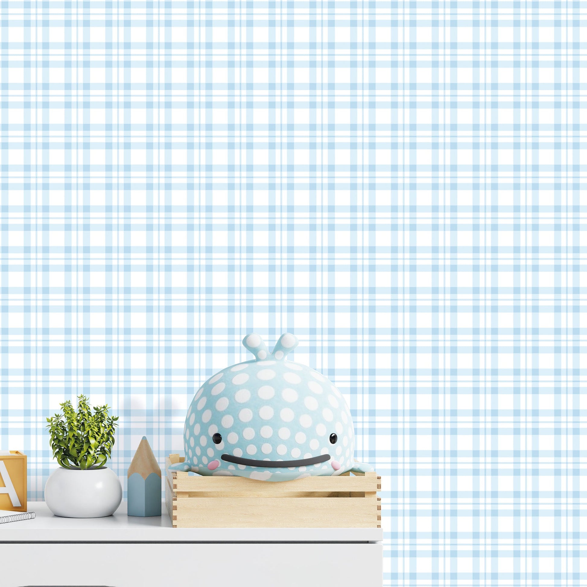 Plaid Light Blue Wallpaper from the Tiny Tots 2 Collection by Galerie Wallcoverings