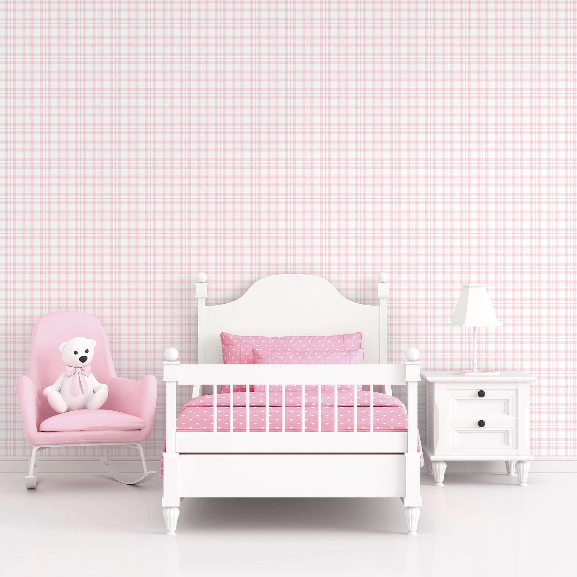 Plaid Pink Wallpaper from the Tiny Tots 2 Collection by Galerie Wallcoverings