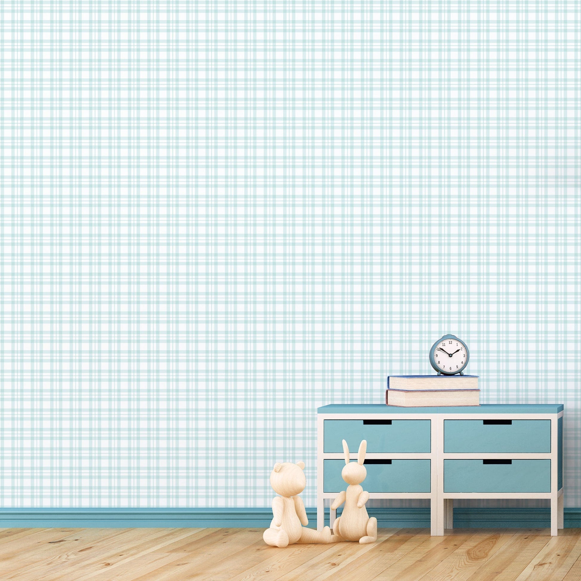 Plaid Turquoise Wallpaper from the Tiny Tots 2 Collection by Galerie Wallcoverings
