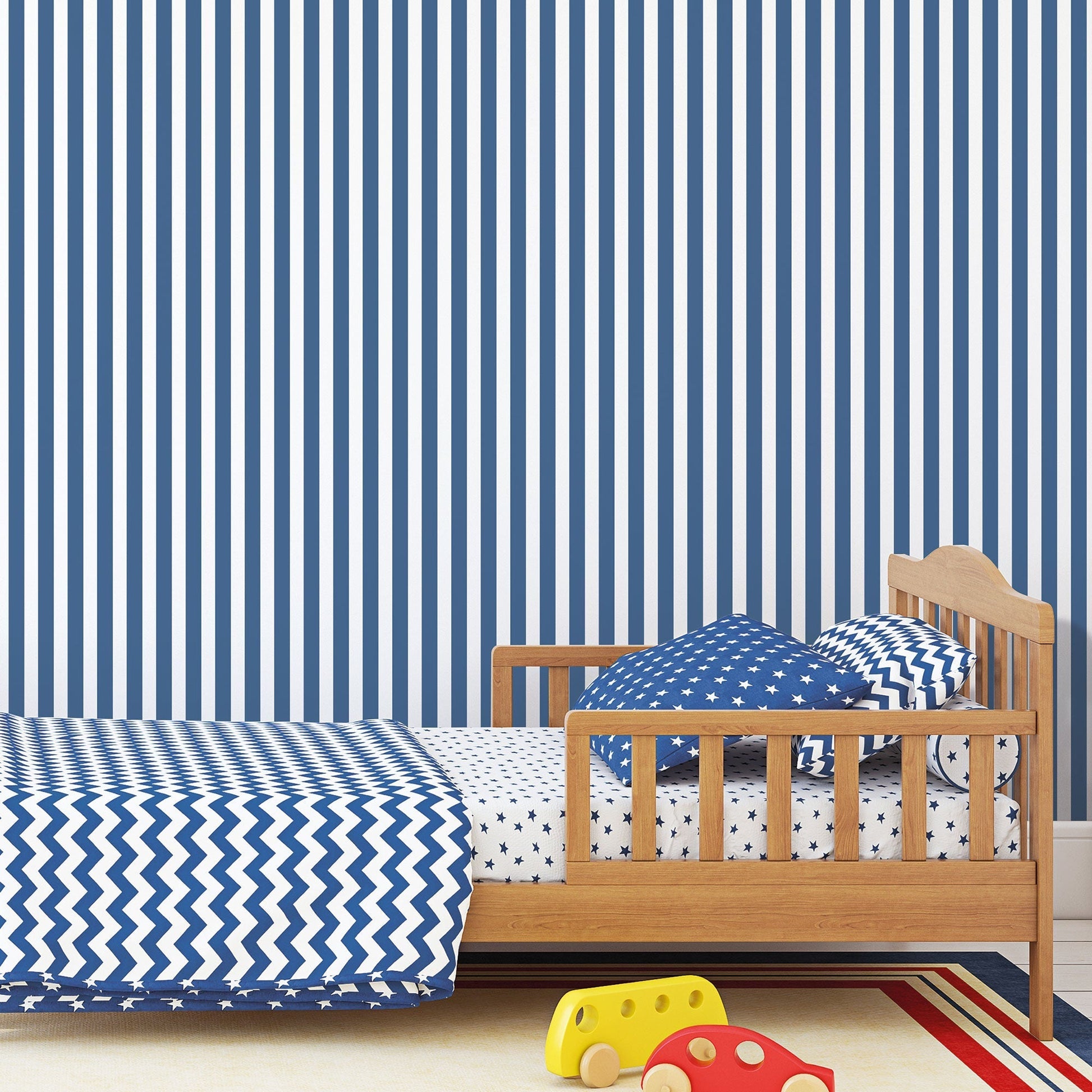 Regency Stripe Cobalt Wallpaper from the Tiny Tots 2 Collection by Galerie Wallcoverings