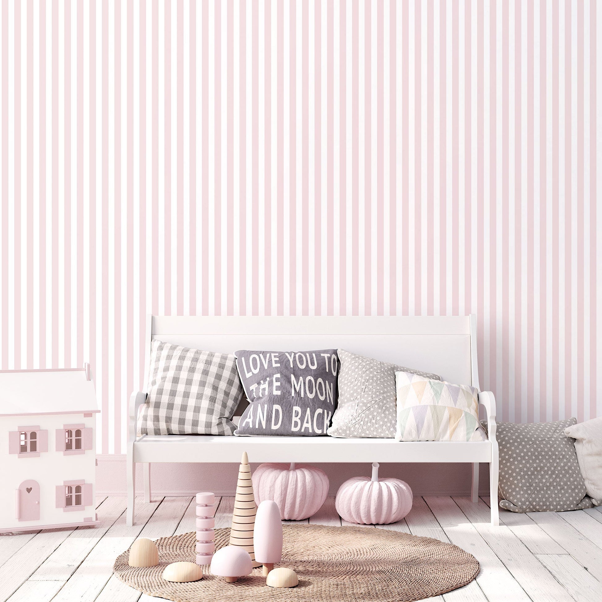 Regency Stripe Pink Wallpaper from the Tiny Tots 2 Collection by Galerie Wallcoverings