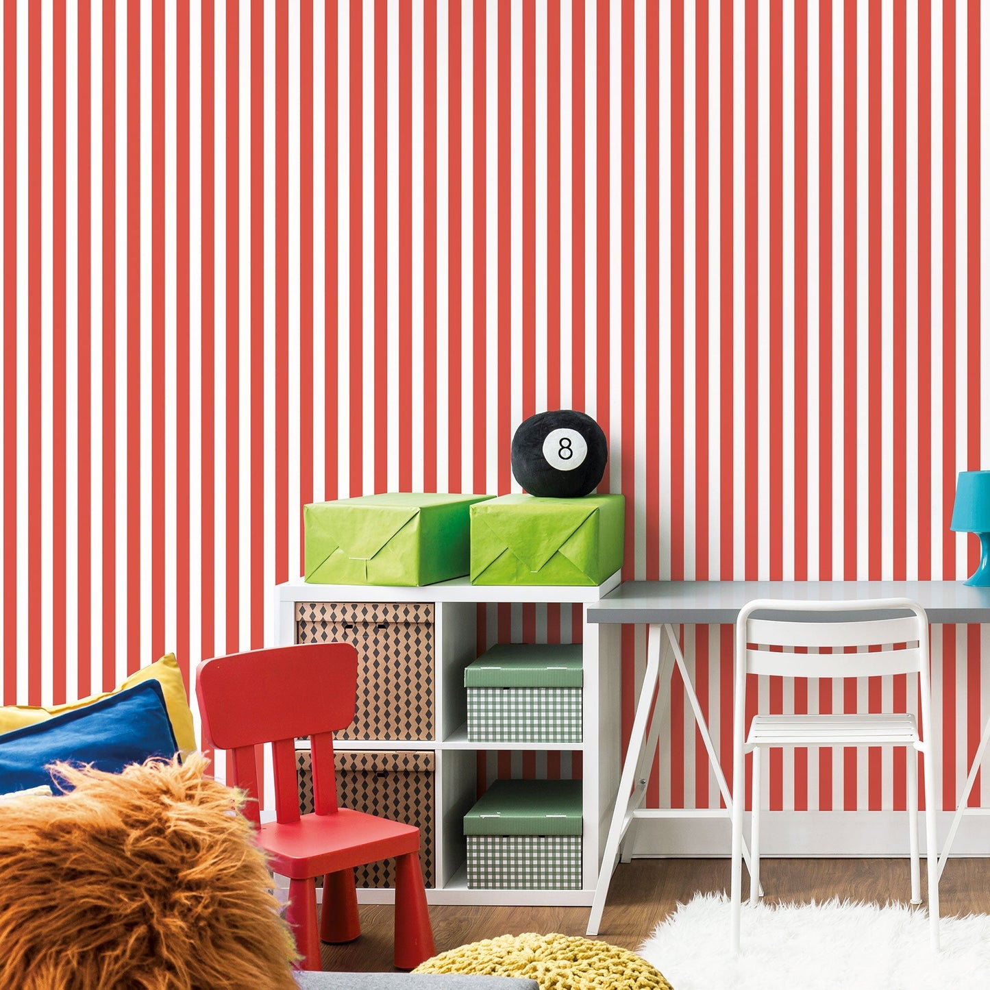 Regency Stripe Red Wallpaper from the Tiny Tots 2 Collection by Galerie Wallcoverings