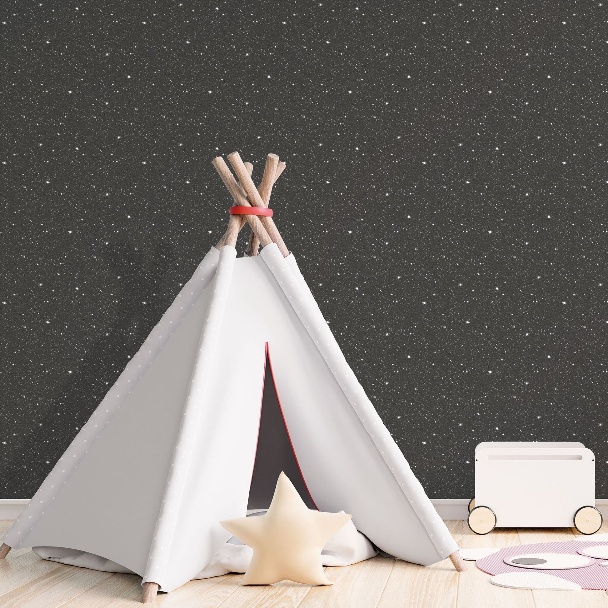 Space Sidewall Black/Glitter Wallpaper from the Tiny Tots 2 Collection by Galerie Wallcoverings