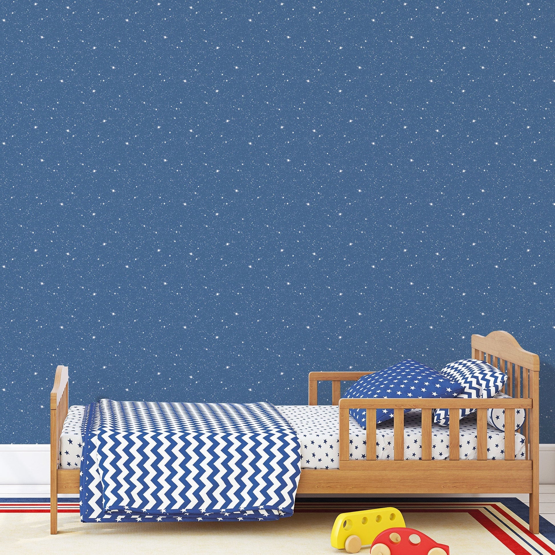 Space Sidewall Cobalt/Glitter Wallpaper from the Tiny Tots 2 Collection by Galerie Wallcoverings