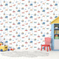 Transportation Blue/Red Wallpaper from the Tiny Tots 2 Collection by Galerie Wallcoverings
