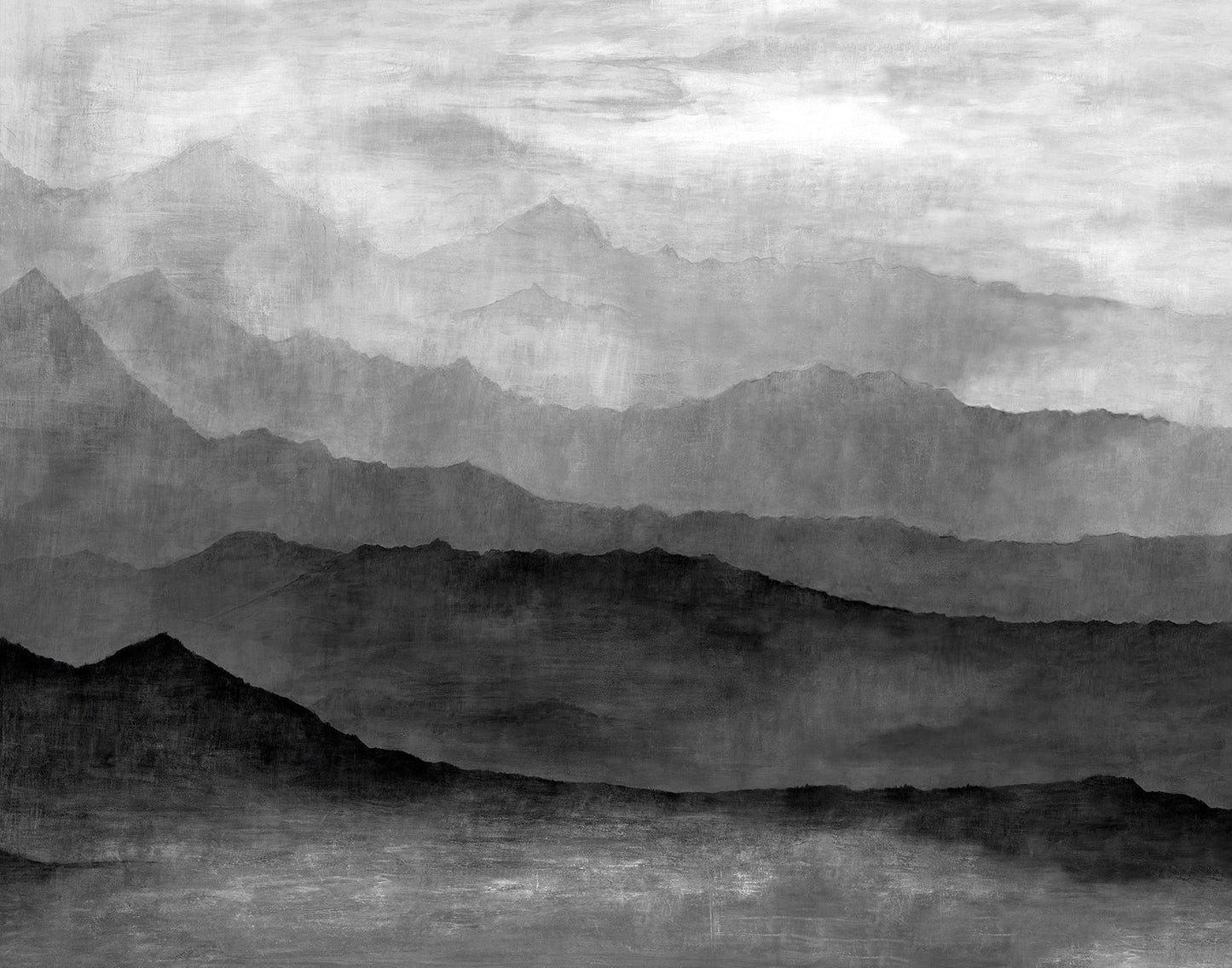Misty Mountains Grey Wall Mural from the Atmosphere Collection by Galerie Wallcoverings