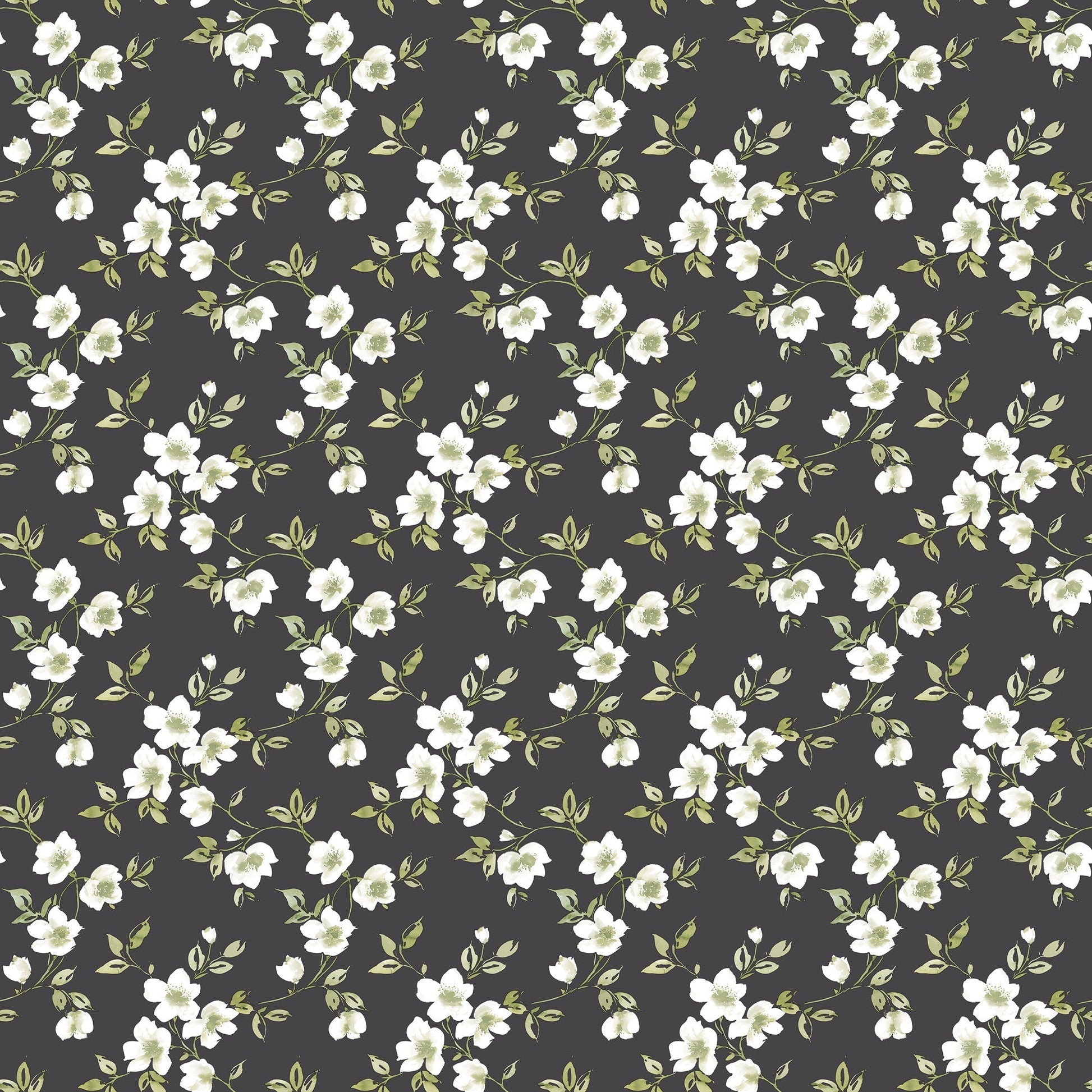 Anemone Mini Black Wallpaper from the Secret Garden Collection by Galerie Wallcoverings