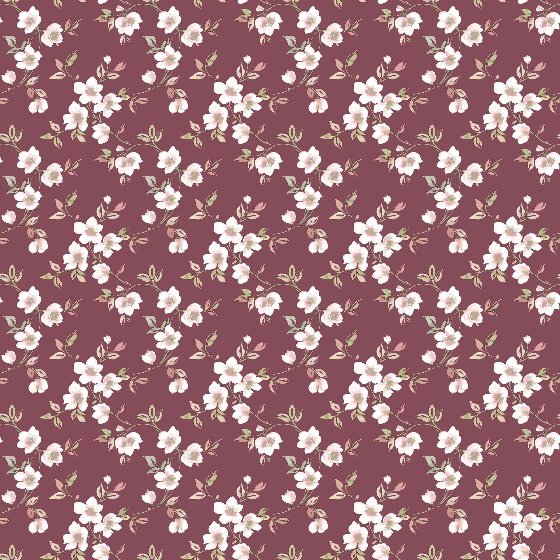 Anemone Mini Cranberry Wallpaper from the Secret Garden Collection by Galerie Wallcoverings