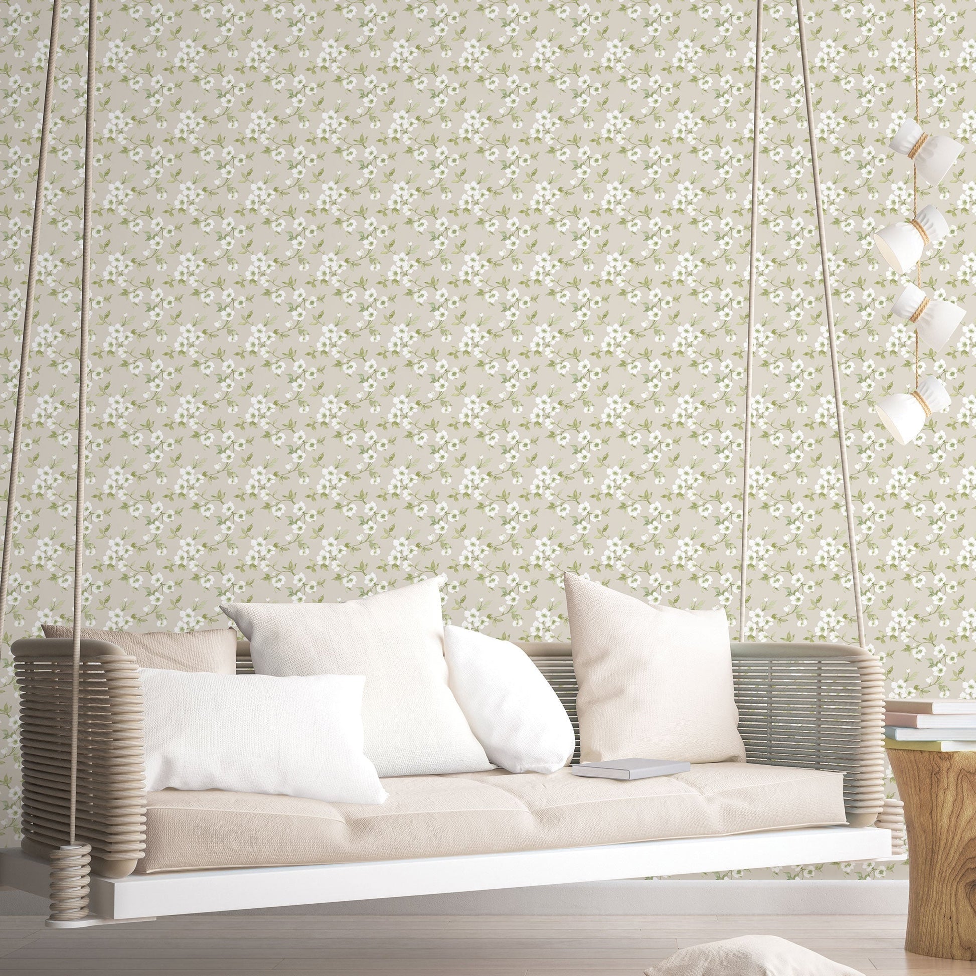 Anemone Mini Taupe Wallpaper from the Secret Garden Collection by Galerie Wallcoverings