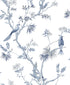 Classic Bird Trail Blue Wallpaper from the Secret Garden Collection by Galerie Wallcoverings
