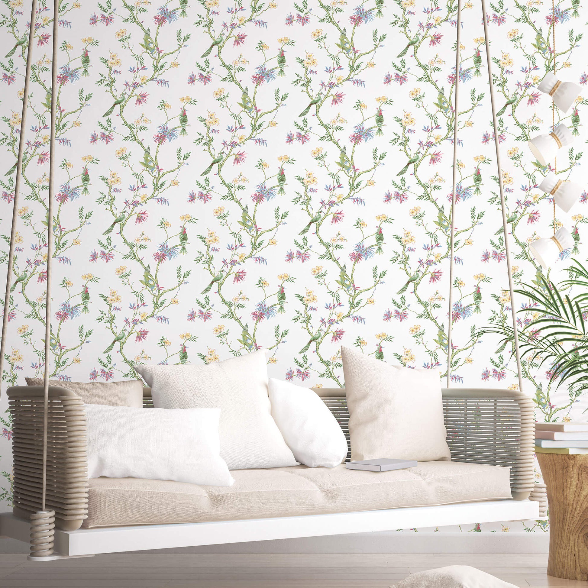 Classic Bird Trail Fresh Wallpaper from the Secret Garden Collection by Galerie Wallcoverings