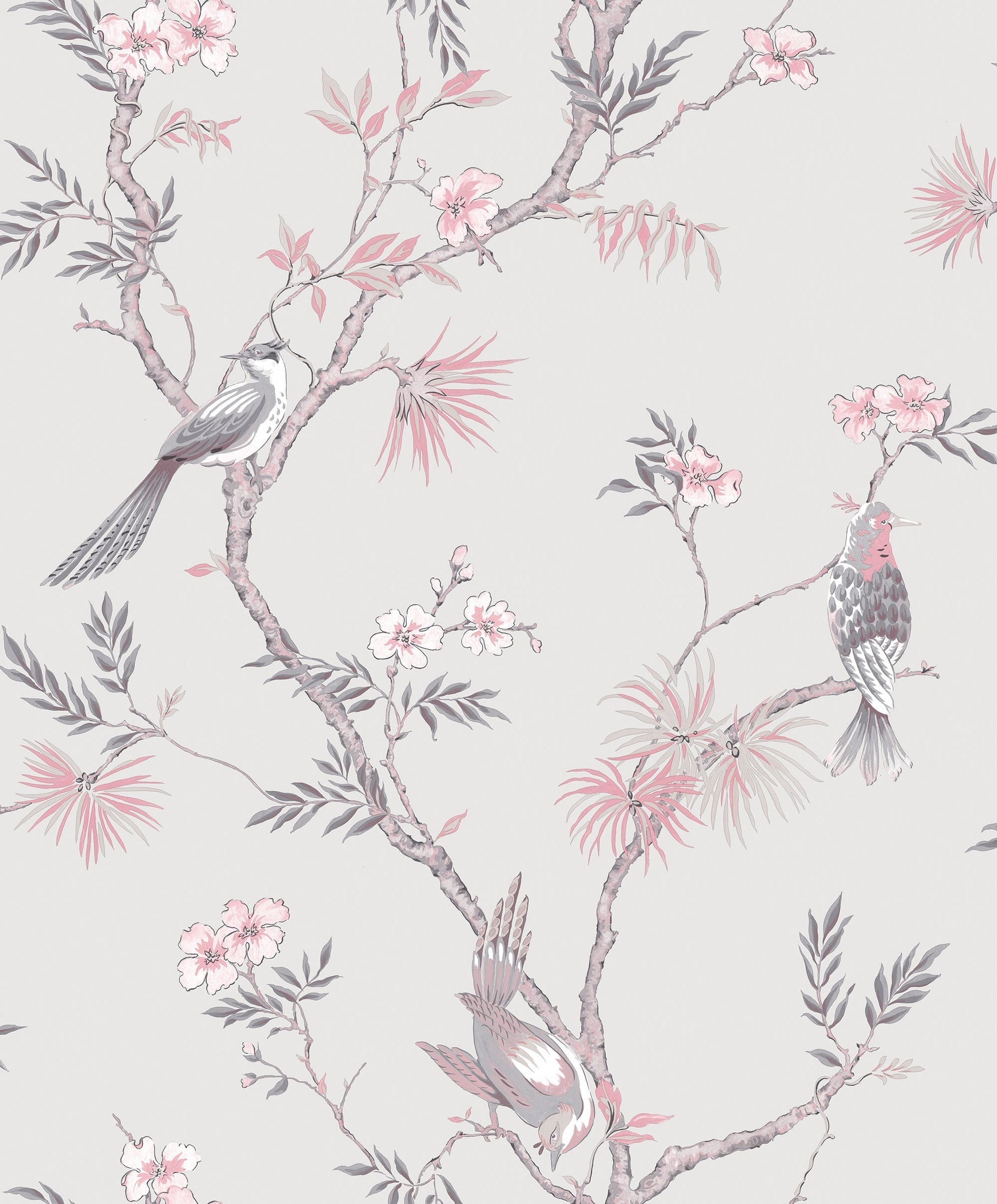 sample classic bird trail grey wallpaper from the secret garden collection by galerie wallcoverings 1