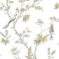 Classic Bird Trail White Wallpaper from the Secret Garden Collection by Galerie Wallcoverings