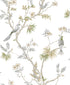 Classic Bird Trail White Wallpaper from the Secret Garden Collection by Galerie Wallcoverings