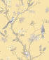 Classic Bird Trail Yellow Wallpaper from the Secret Garden Collection by Galerie Wallcoverings