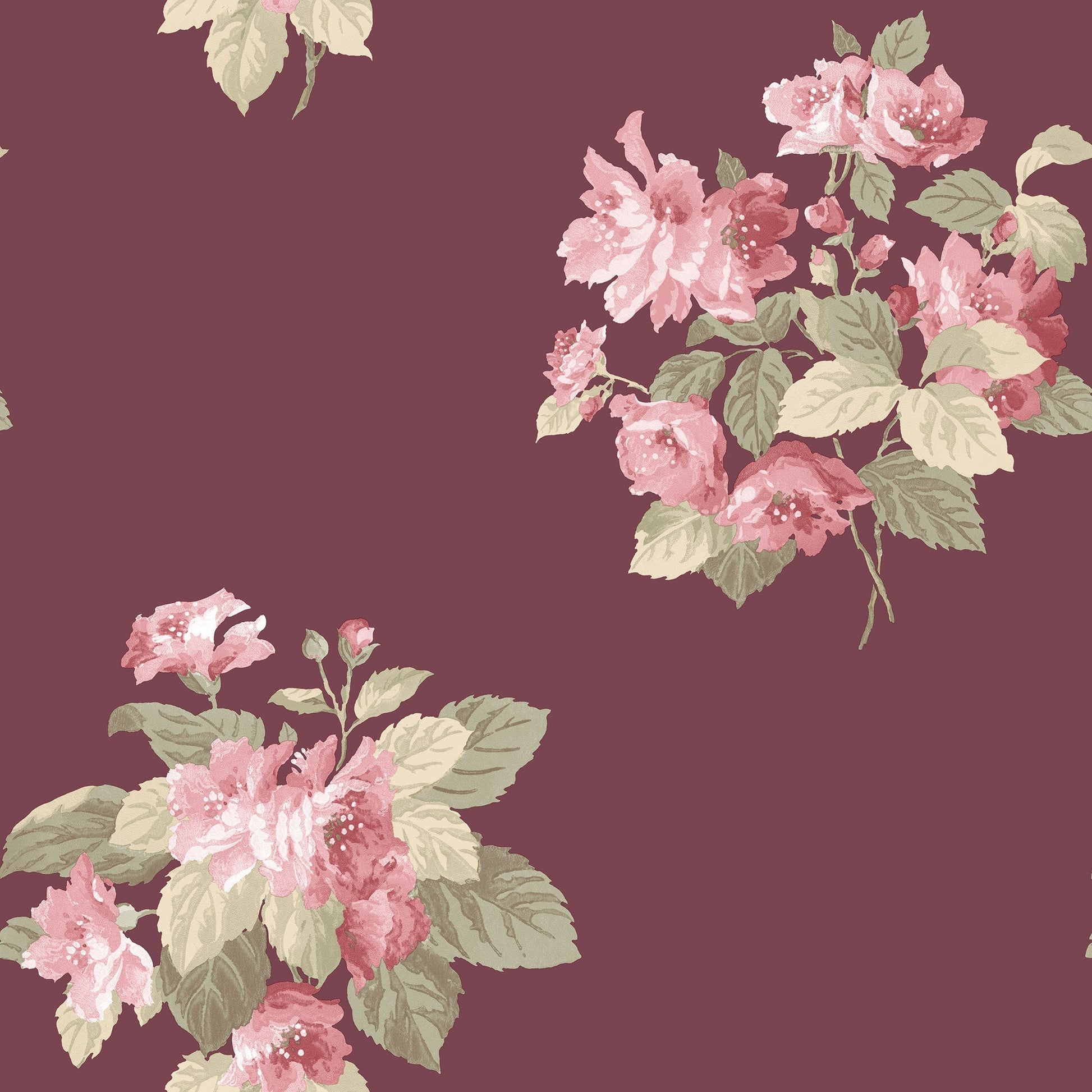 Classic Bouquet Cranberry Wallpaper from the Secret Garden Collection by Galerie Wallcoverings