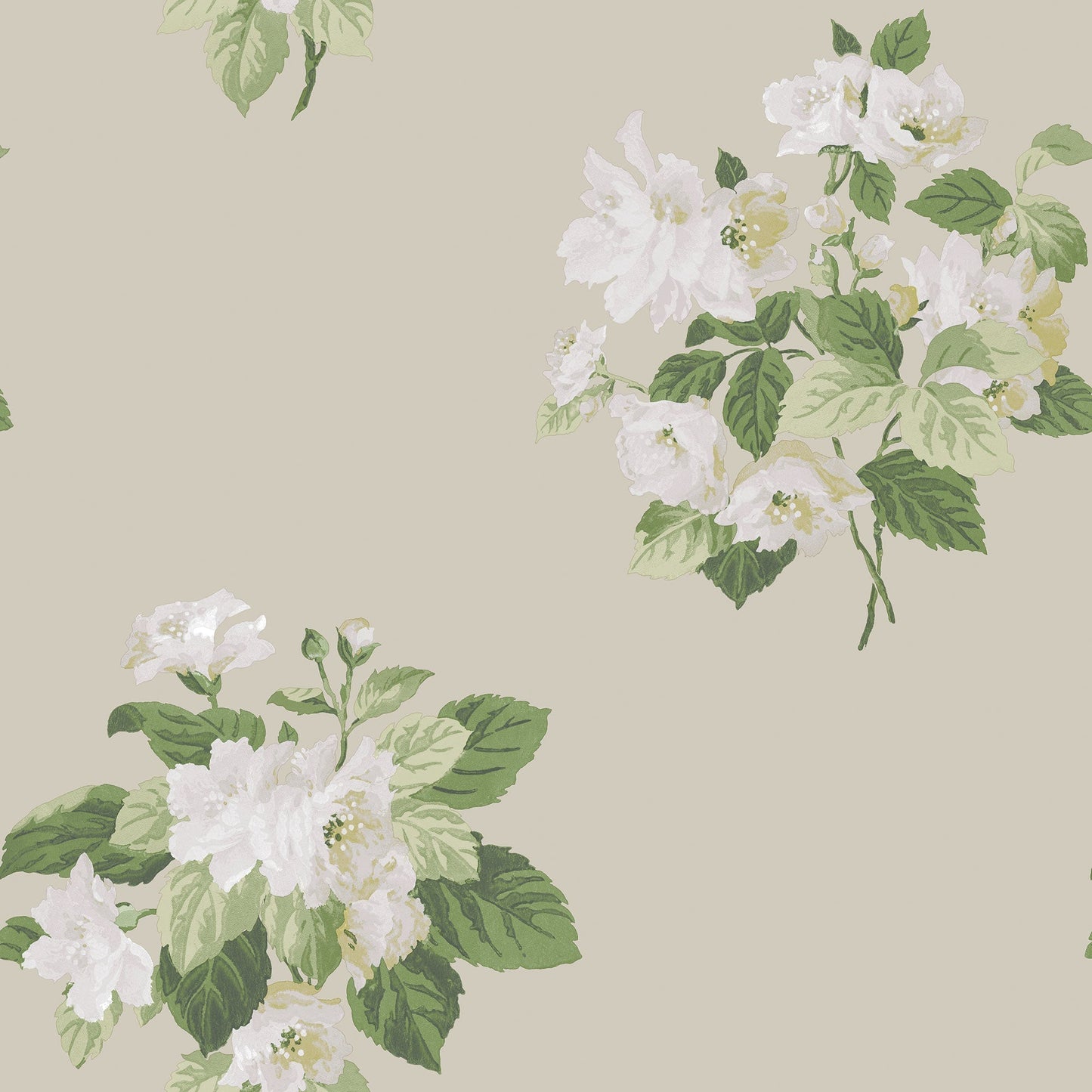 Classic Bouquet Taupe/Green Wallpaper from the Secret Garden Collection by Galerie Wallcoverings