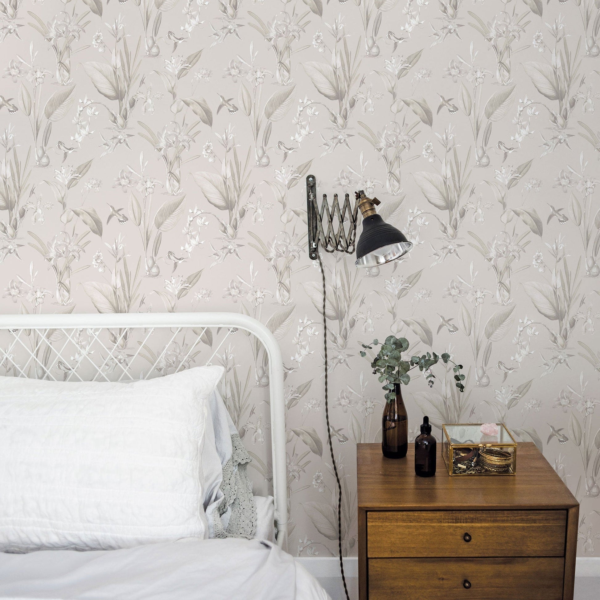 Cottage Botanical Beige Wallpaper from the Secret Garden Collection by Galerie Wallcoverings