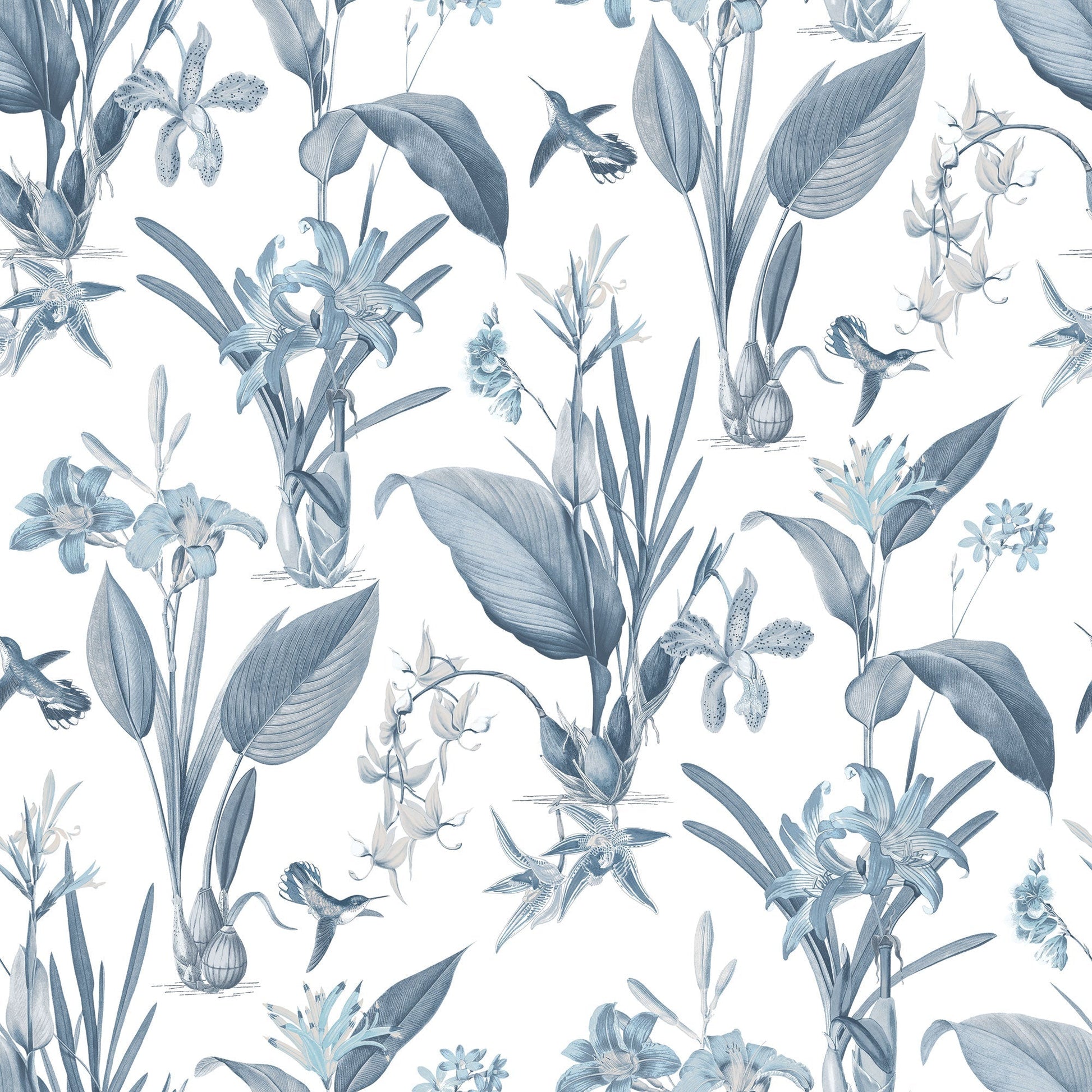 Cottage Botanical Blue Wallpaper from the Secret Garden Collection by Galerie Wallcoverings