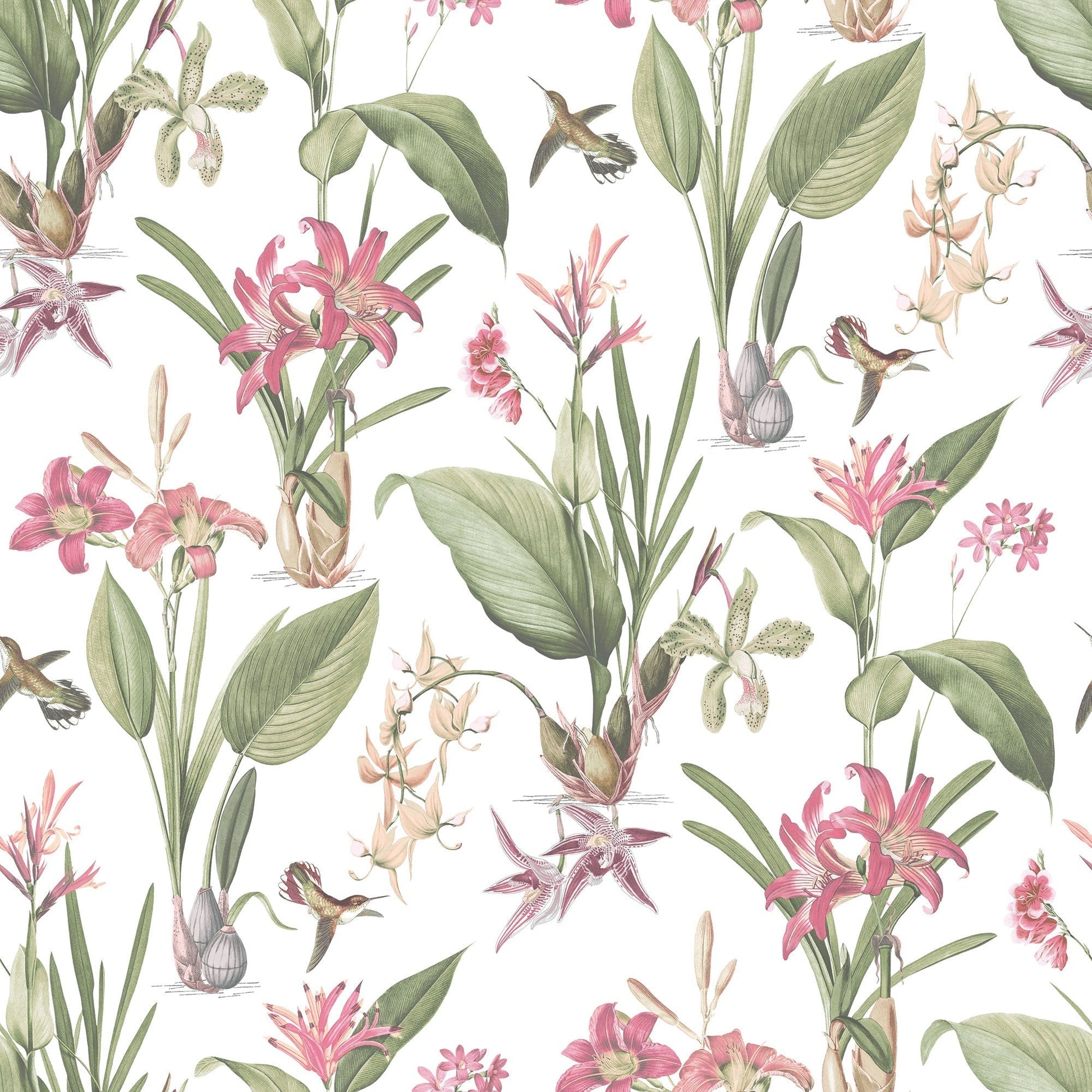 Cottage Botanical Pink Wallpaper from the Secret Garden Collection by Galerie Wallcoverings