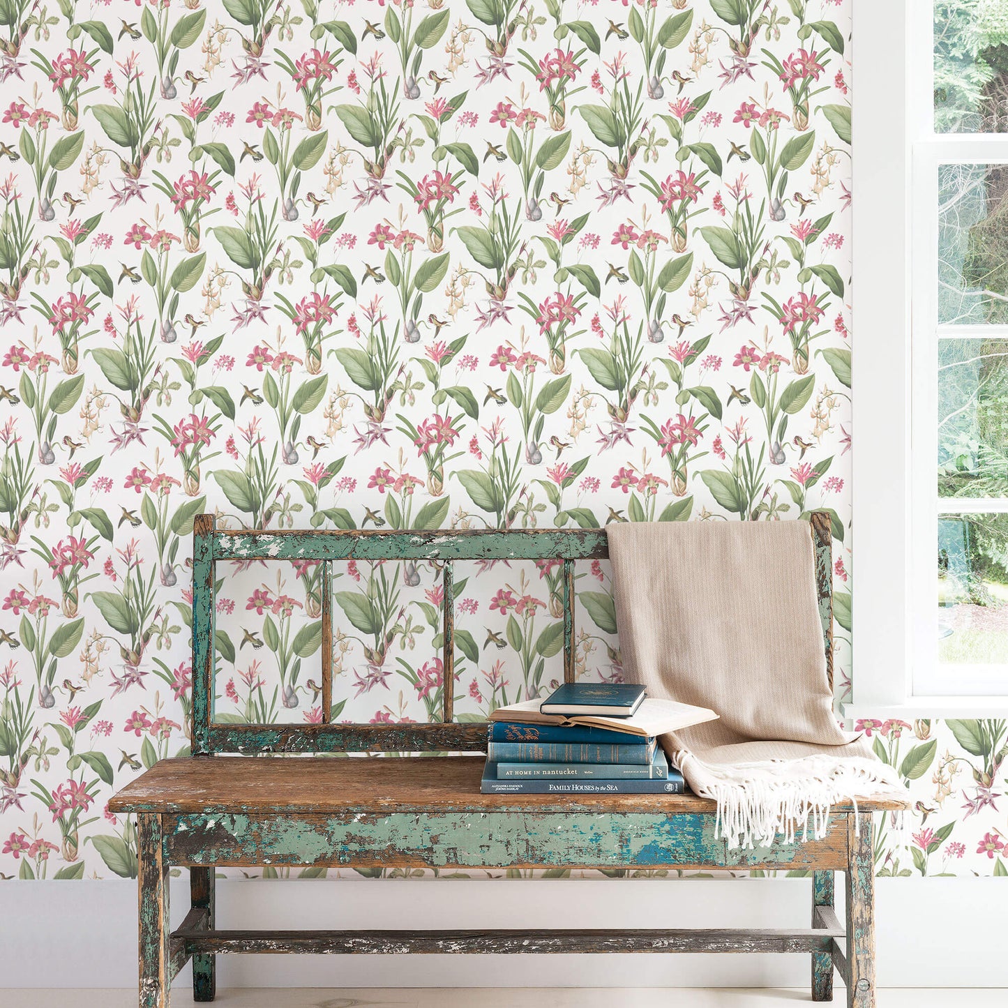 Cottage Botanical Pink Wallpaper from the Secret Garden Collection by Galerie Wallcoverings